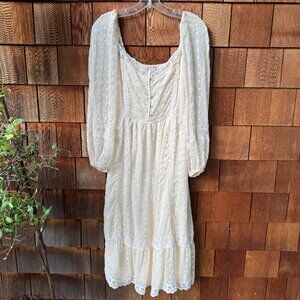 A Collective Story Romantic Jane Austen Midi Cream Dress in Women's X-Large